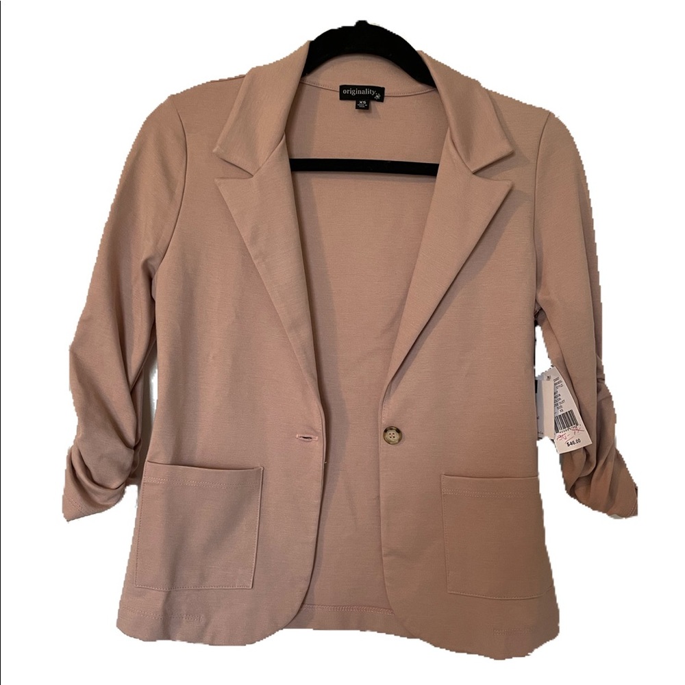Originality blush pink casual blazer jacket